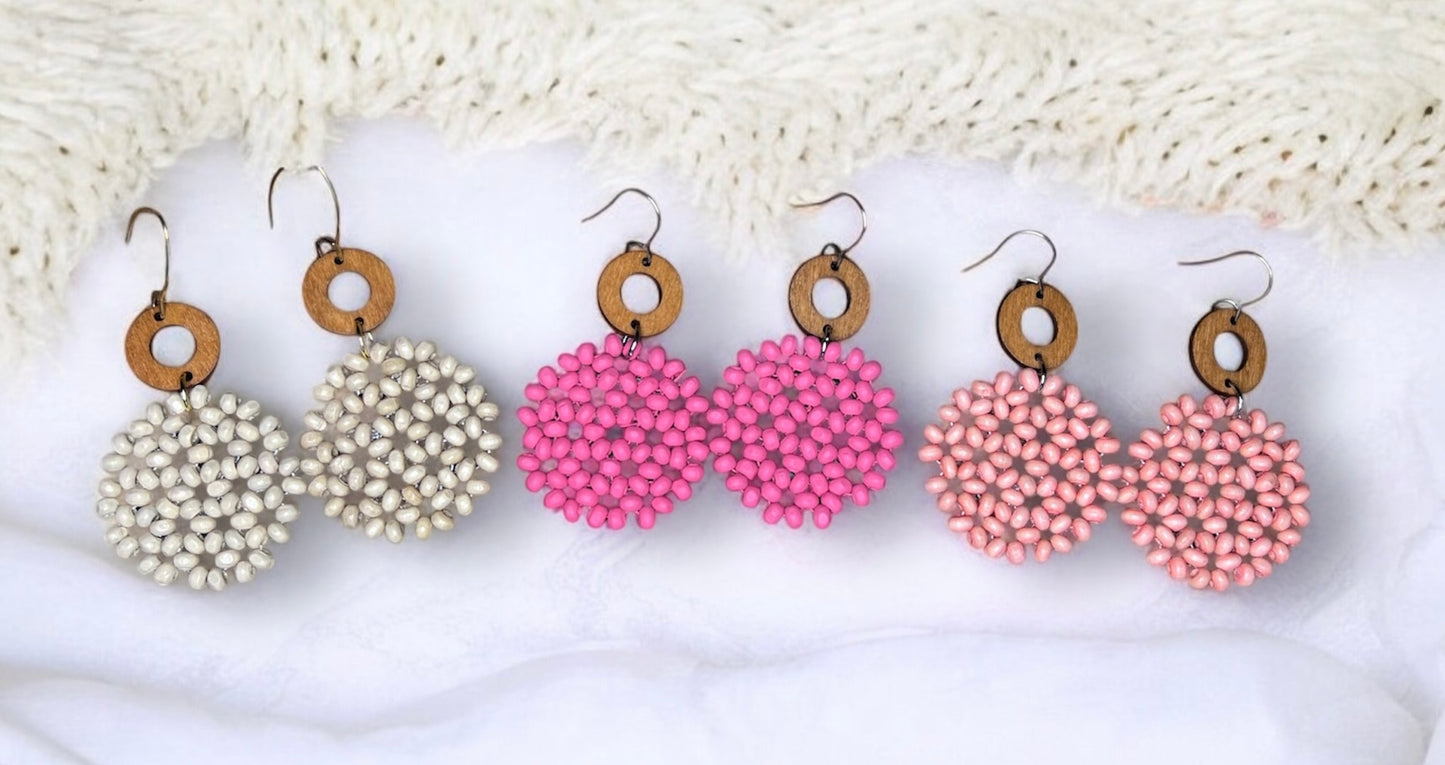 Beaded Rattan Earrings