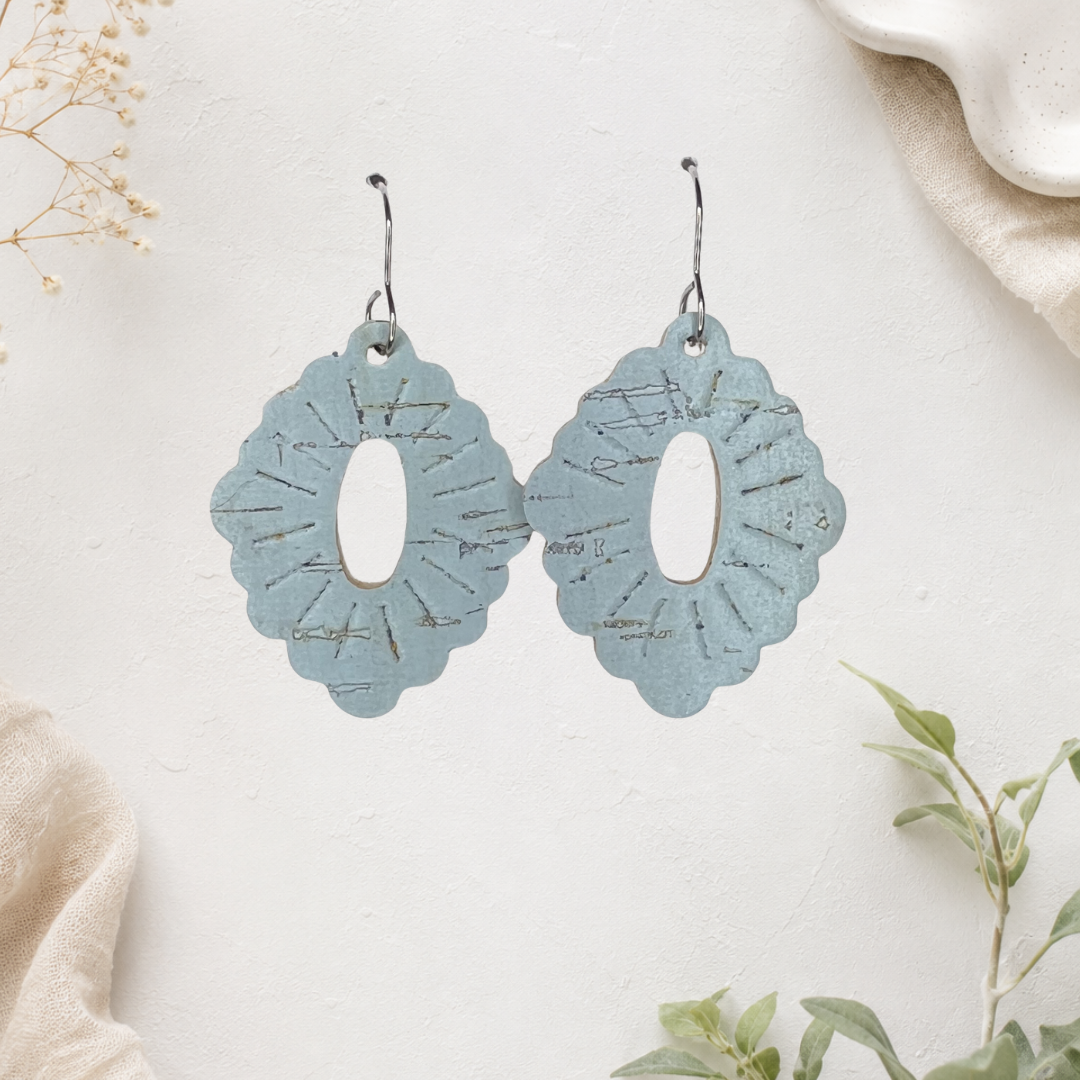 Light Blue Leather earrings
