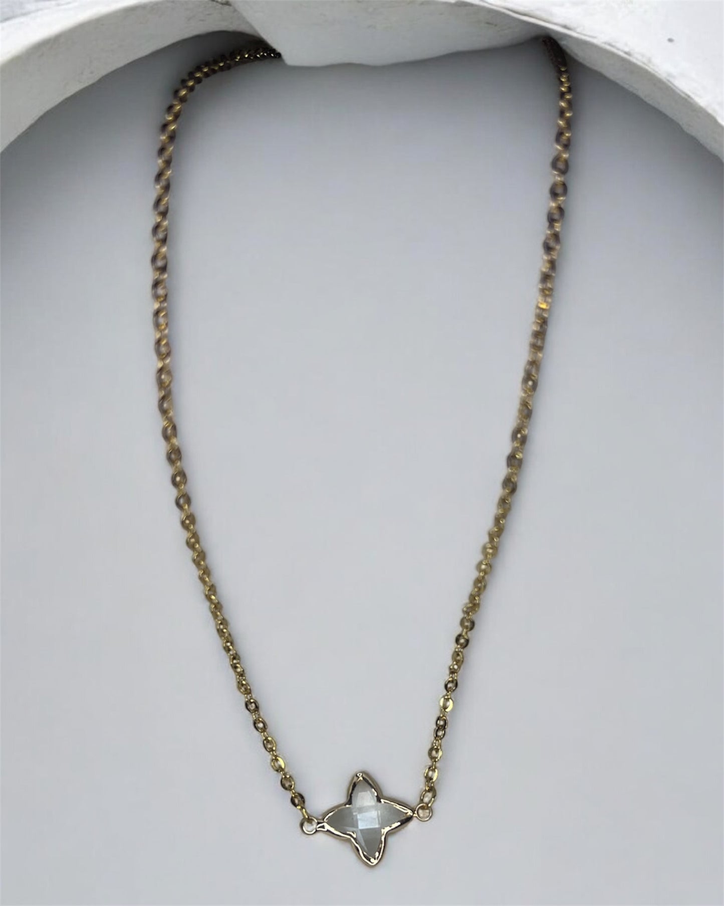 Gold Necklace with Crystal Stone