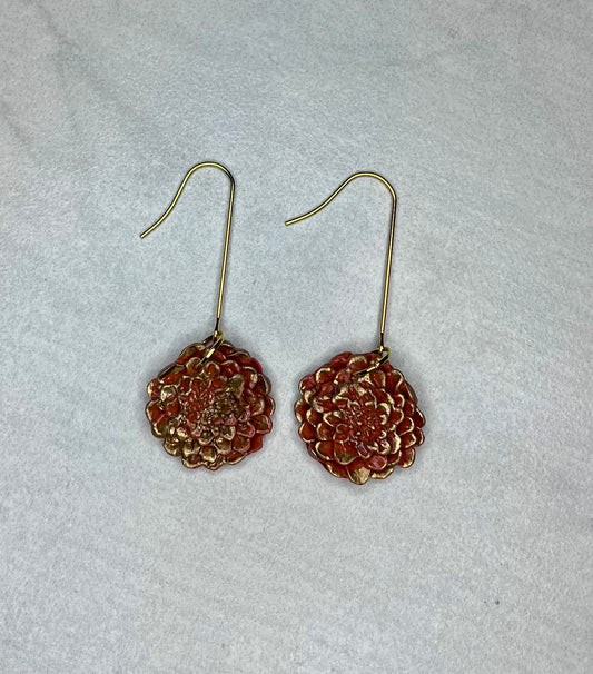 Terracotta and Gold Marigold Dangles