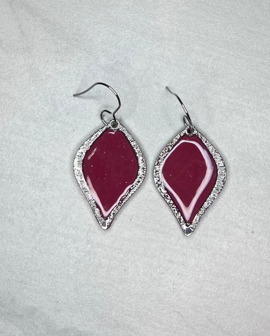 Speckled Merlot and Silver Earrings