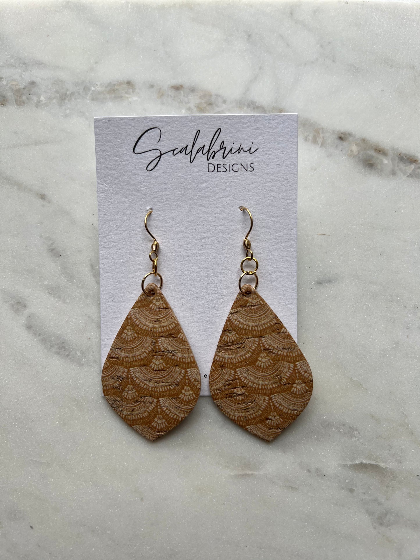 Boho Sunrise Cork on Leather Earrings