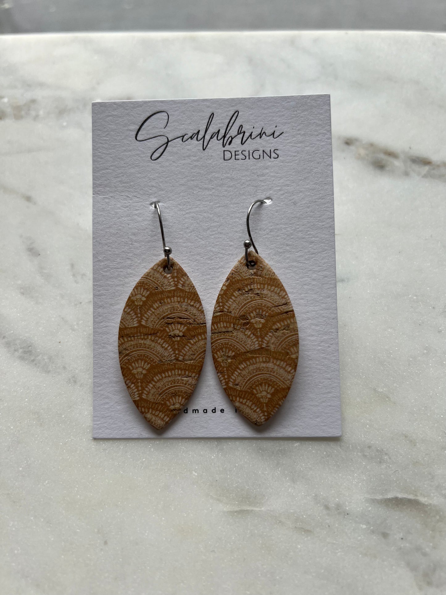 Boho Sunrise Cork on Leather Earrings