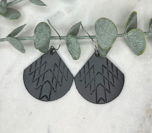 Black Leather Aztec Earrings