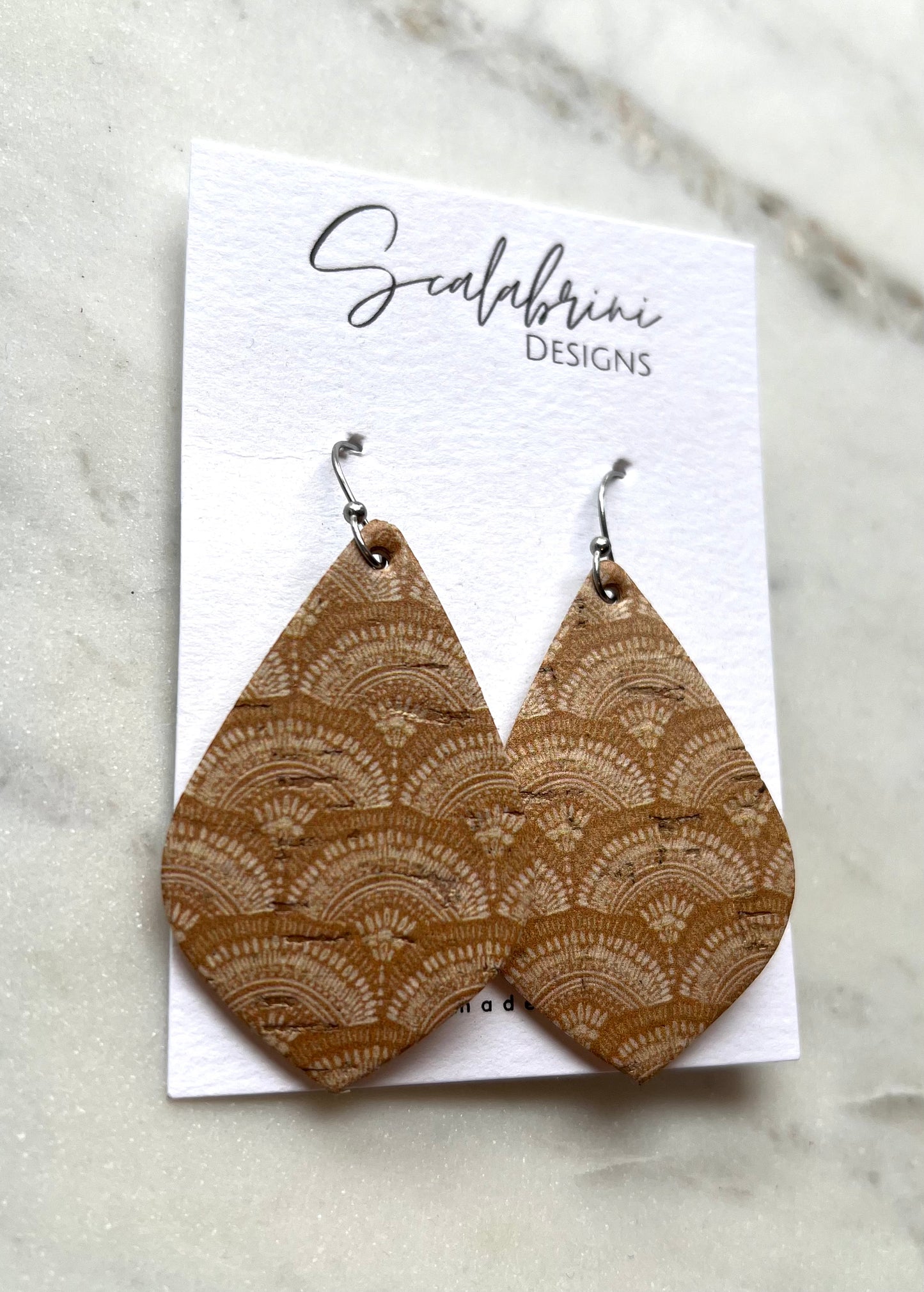 Boho Sunrise Cork on Leather Earrings