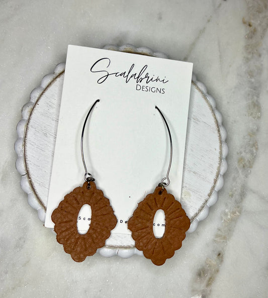 Cognac Embossed Earrings