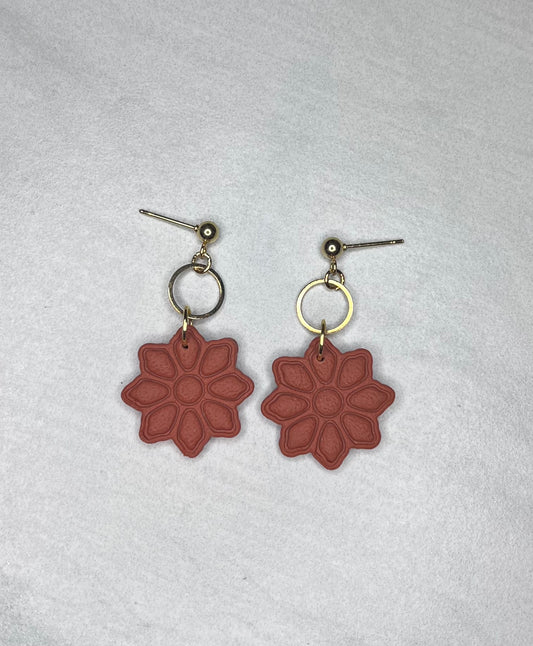 Terracotta and Gold Flower Burst Earrings