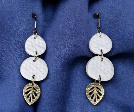 Frosted Leaf Tiered Earrings
