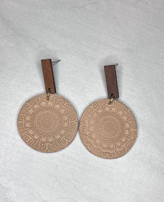 Neutral Boho Clay and Wooden Earrings