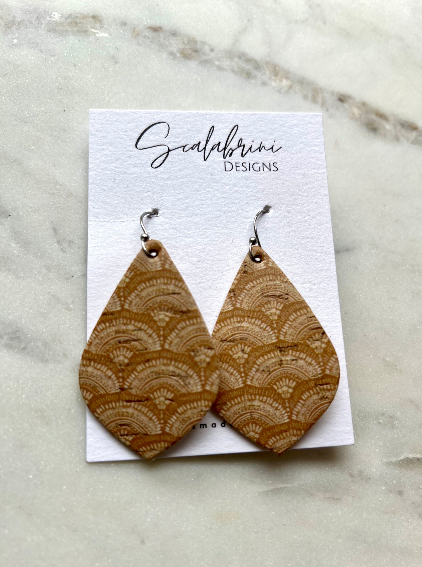 Boho Sunrise Cork on Leather Earrings