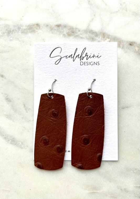 Cognac Ostrich Earrings