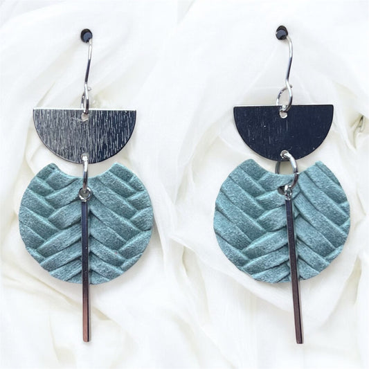 Mint & Silver Leather Earrings