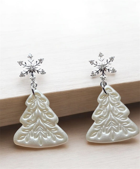 Pearlescent Christmas Tree Earrings