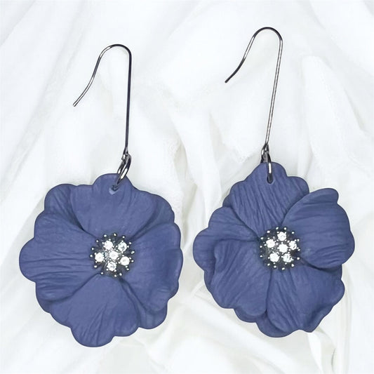 Indigo Mist Flower Earrings