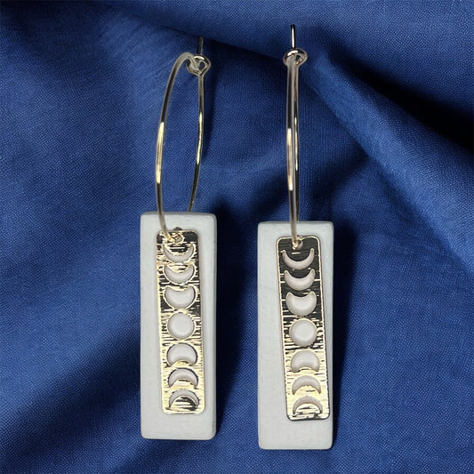 Frosted Moon Bar Hoop Earrings