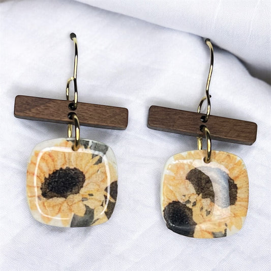 Sunflower T-Bar Earrings