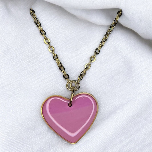 Pink Heart Pendant Necklace