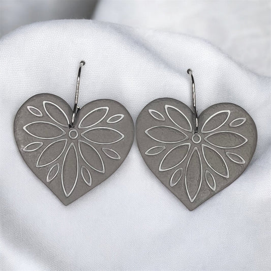 Petal Outline Heart Hoops