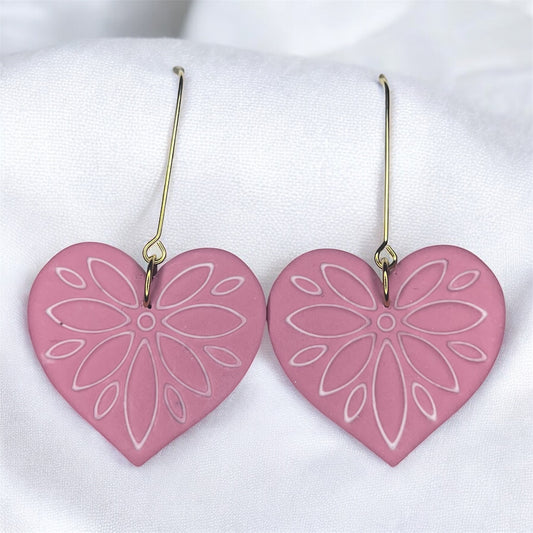 Blush Floral Heart Dangles