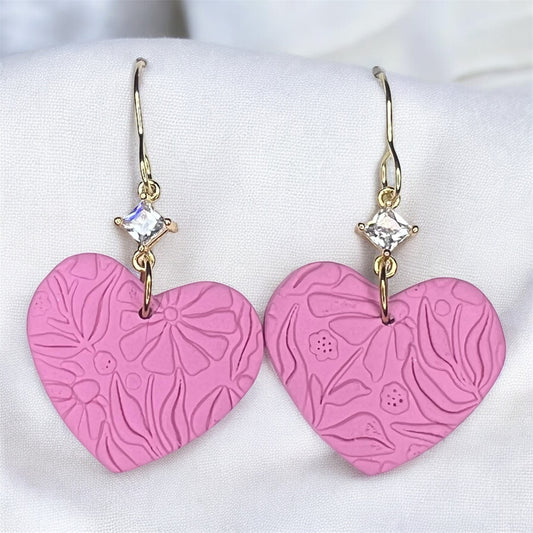 Pink Floral Heart Drops