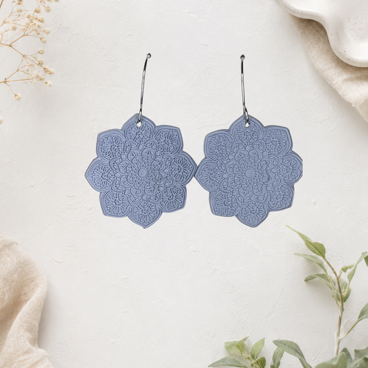 Light Blue Mandala Earrings