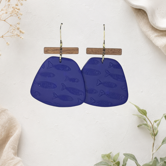 Ultramarine Blue Fish Earrings