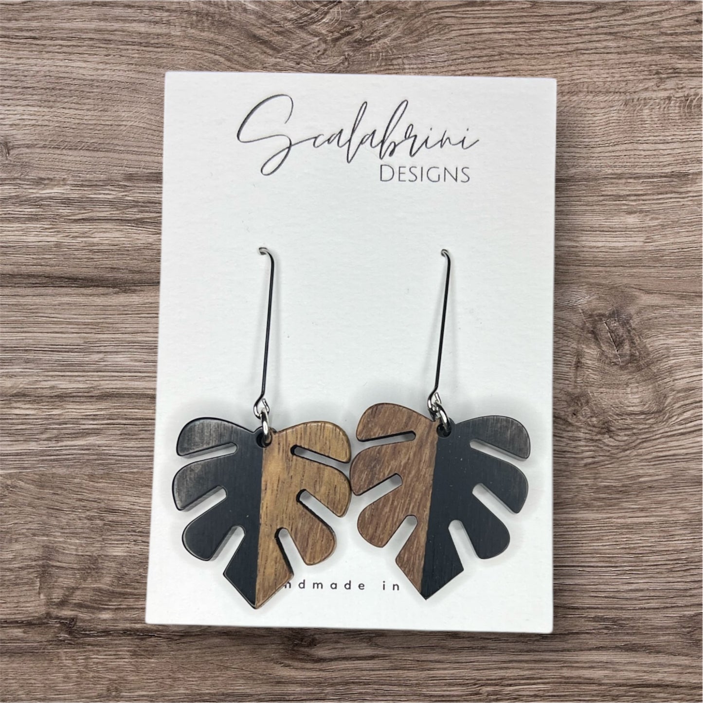 Wooden Leaf Earrings