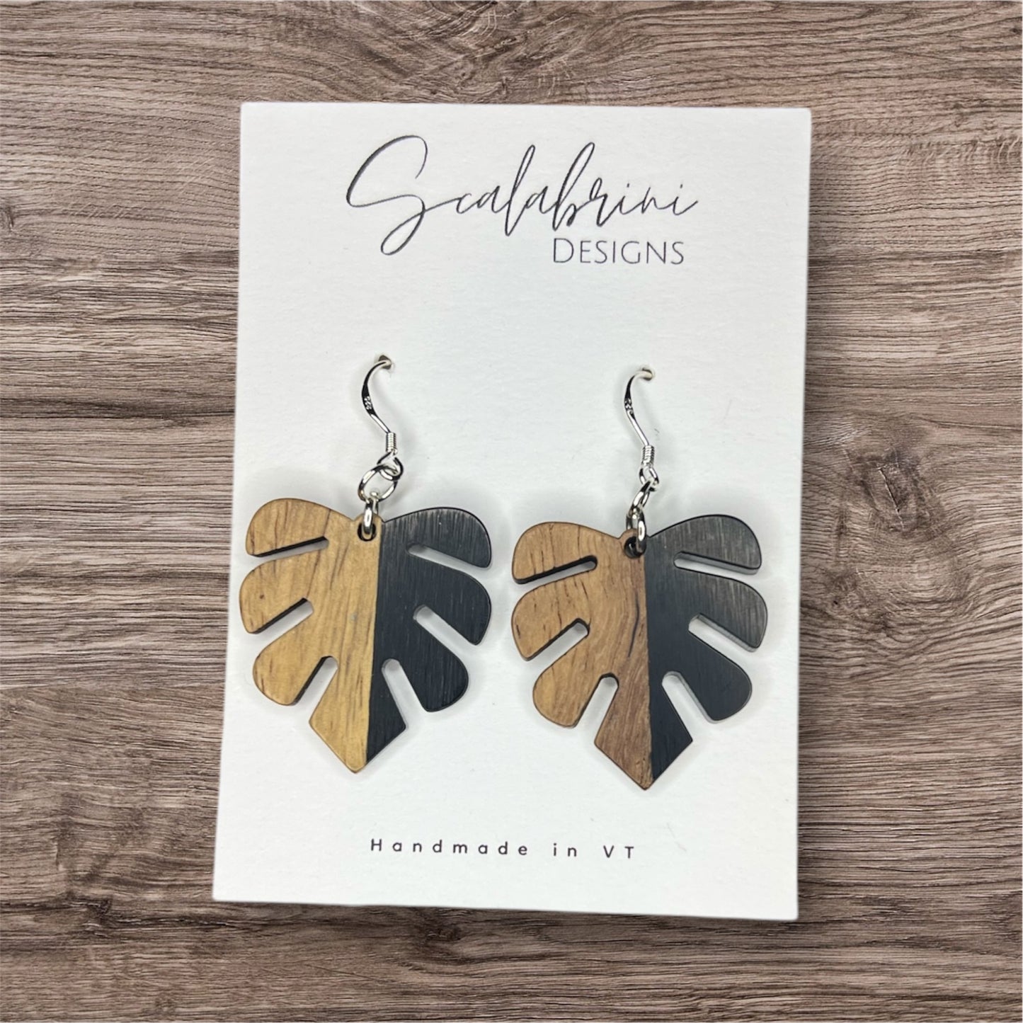 Wooden Leaf Earrings