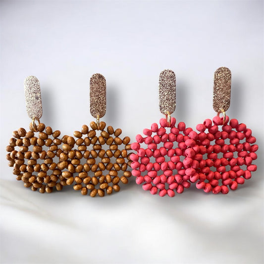Beaded Rattan Earrings