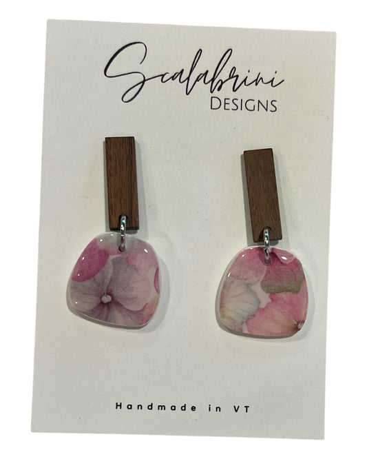 Floral and Wooden Earrings