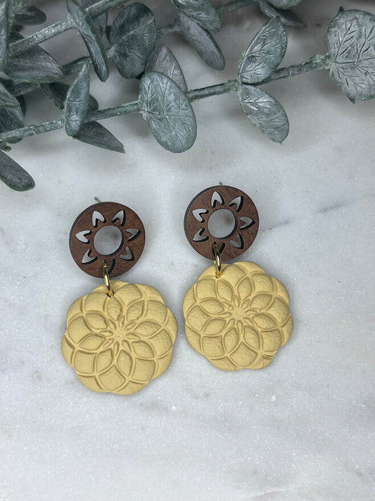 Yellow Mandala Earrings
