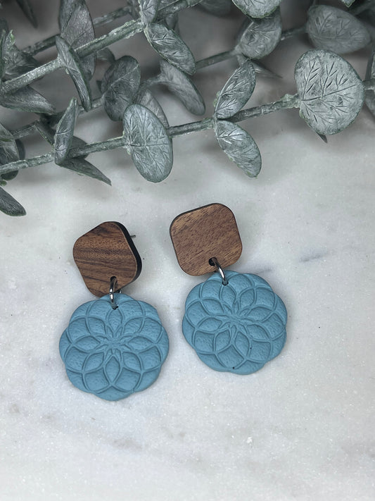 Blue-Green Mandala Earrings